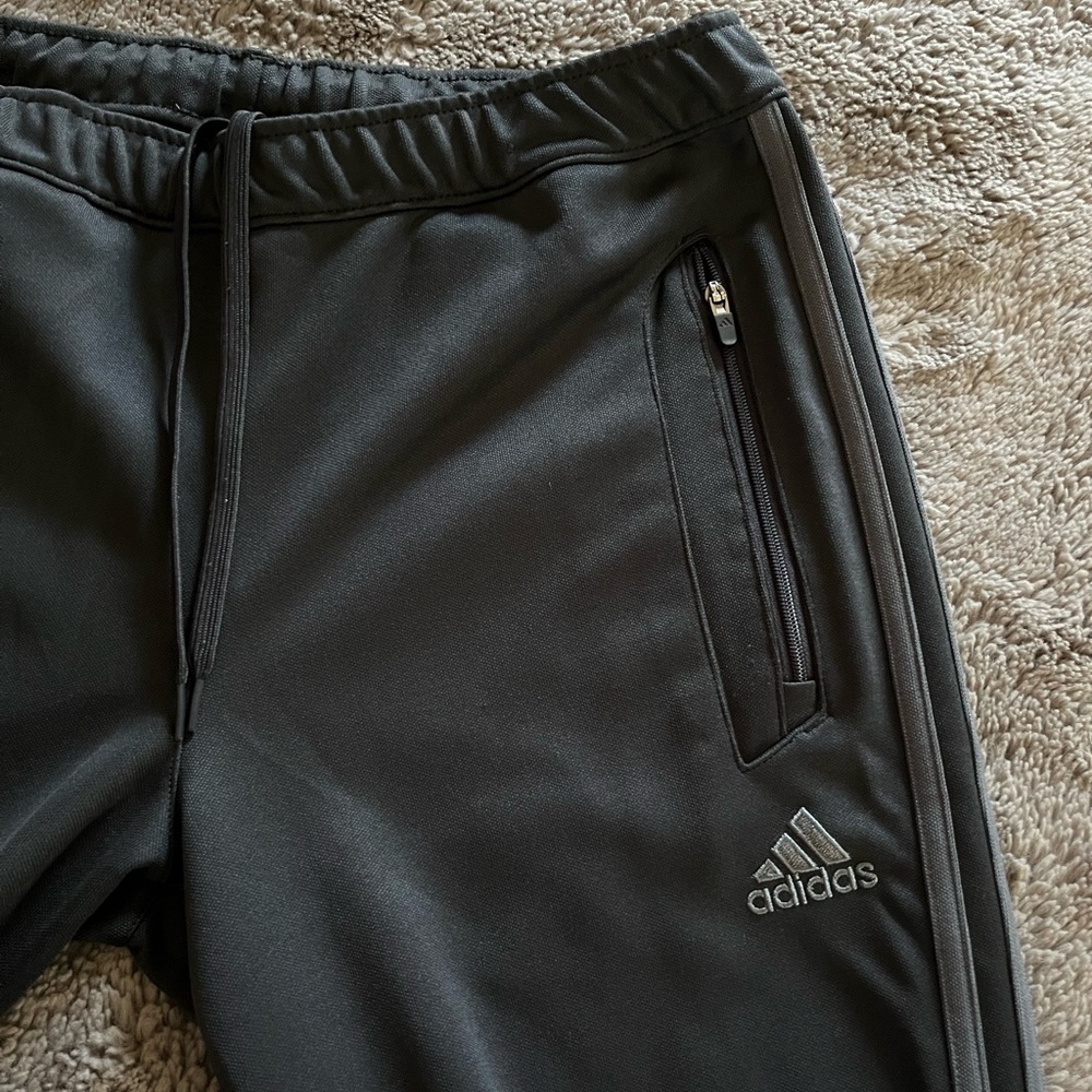 Adidas Women's Black Track Pants with Gray Stripes - Picture 4 of 6